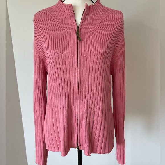 J.Jill silk and cotton zip front cardigan size large layer work date career - Picture 1 of 16